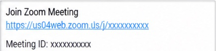 Join Zoom Meeting, with the meeting link and meeting ID written into the invite.